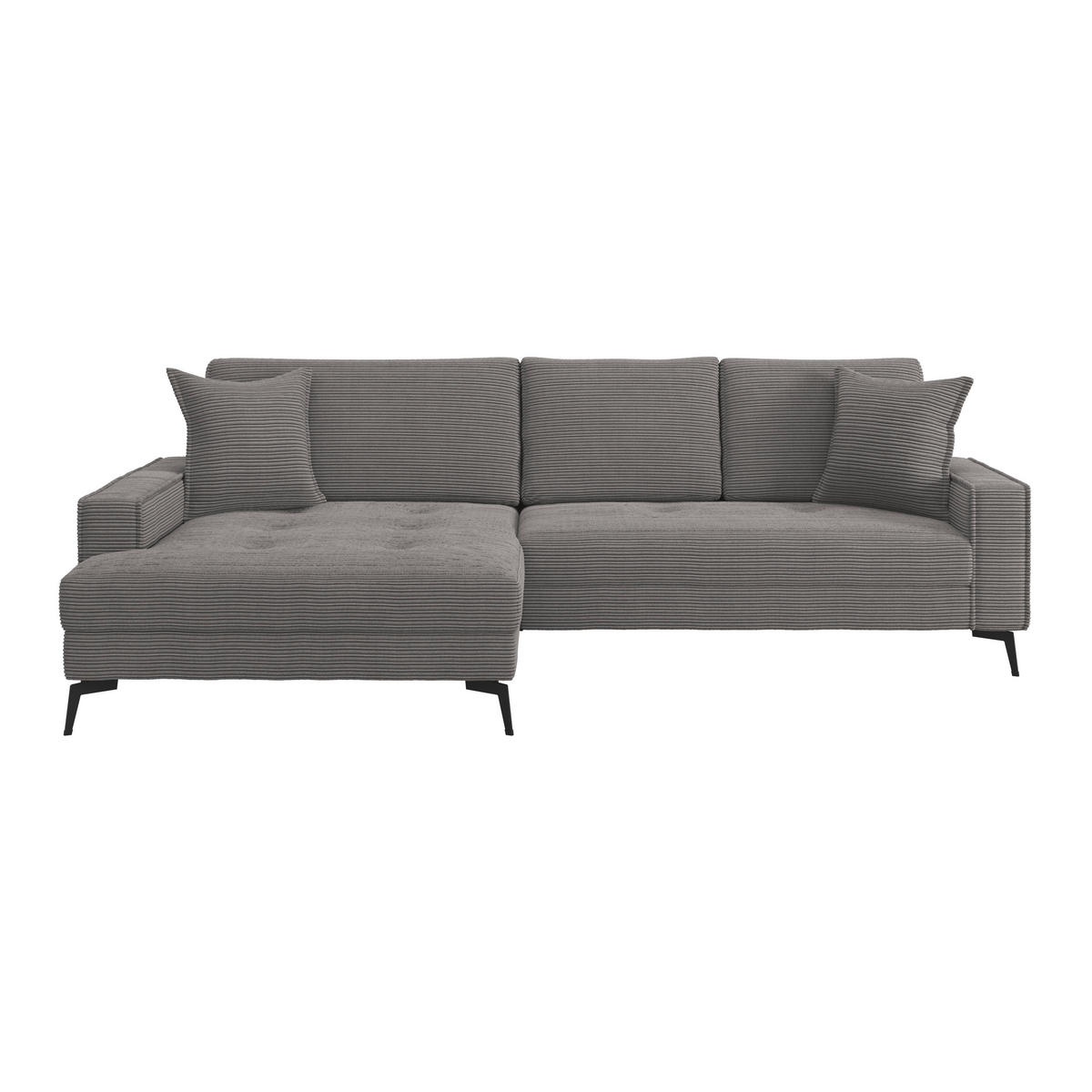 ECKSOFA ZERO Anthrazit Cord Zierkissen, Rückenkissen  - Anthrazit/Schwarz, Trend, Textil/Metall (173/286cm) - Livetastic