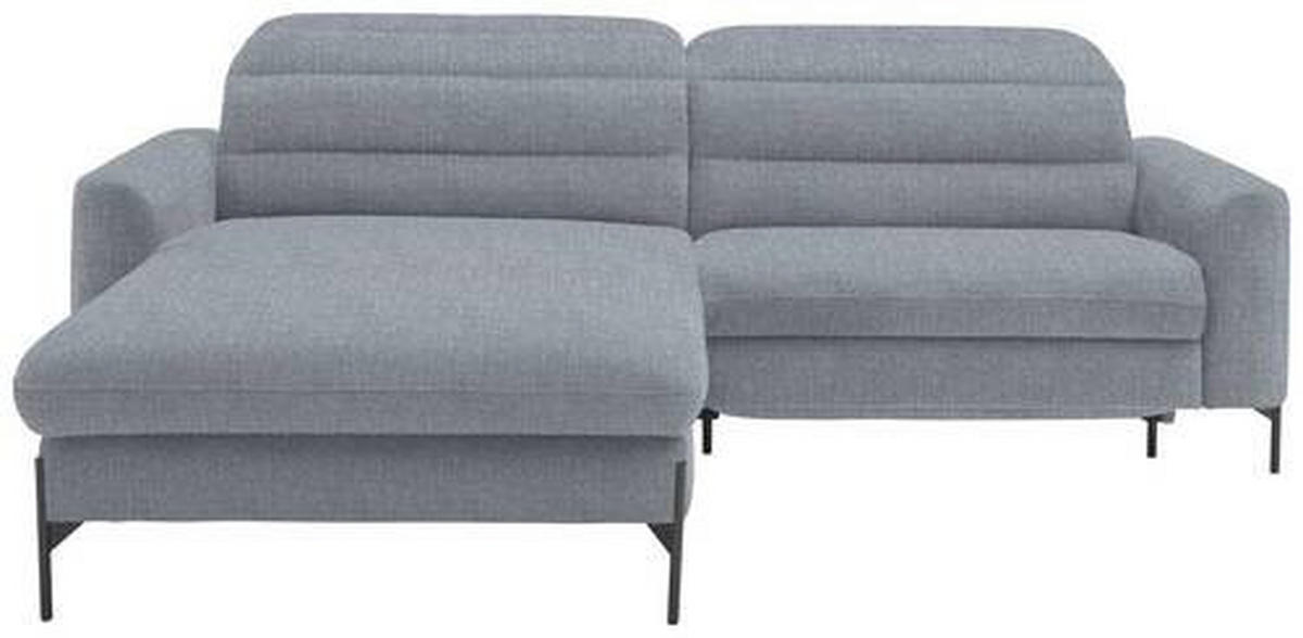 ECKSOFA in Flachgewebe Blaugrau  - Blaugrau/Schwarz, Design, Textil/Metall (191/252cm) - Dieter Knoll