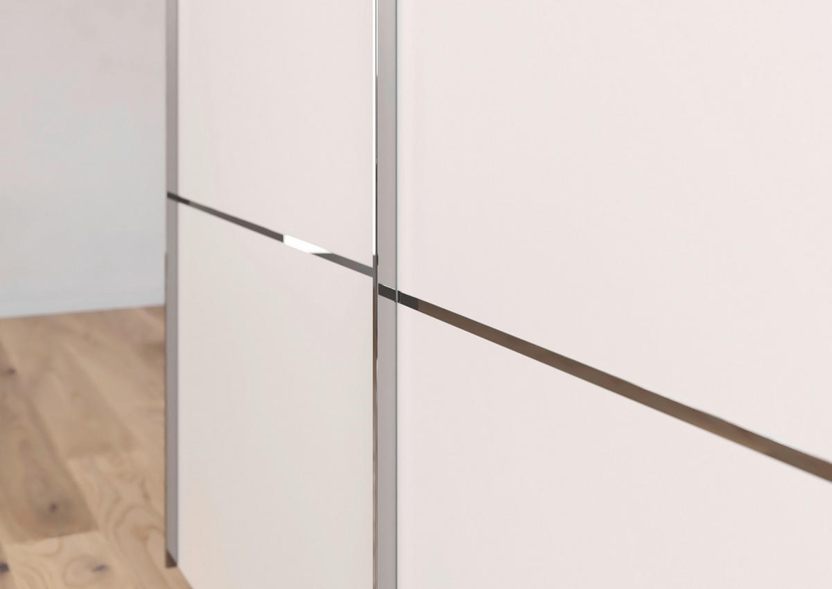 SCHWEBETÜRENSCHRANK in Weiss  - Chromfarben/Weiss, Konventionell, Glas/Holzwerkstoff (301/223/68cm) - Novel