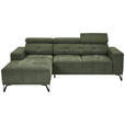 ECKSOFA in Chenille Olivgrün  - Schwarz/Olivgrün, KONVENTIONELL, Textil/Metall (178/264cm) - Hom`in