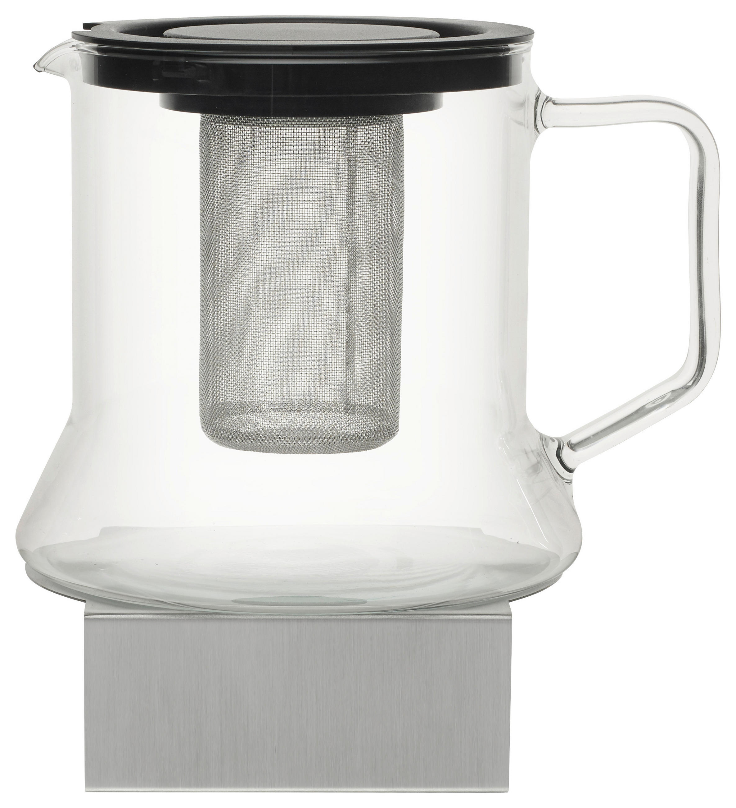 ČAJOVÁ KANVICA  - číra/čierna, Konventionell, kov/sklo (1,8l) - Novel