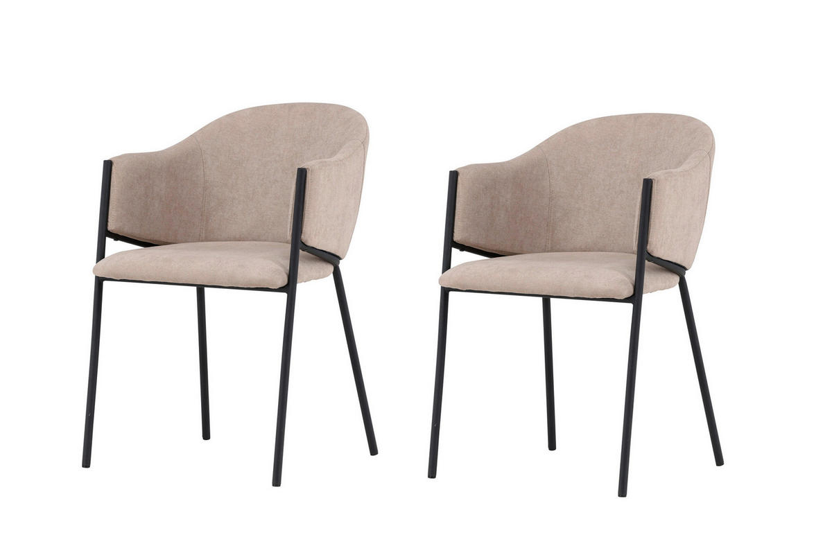 STUHL  in Stahl Metall, Textil  - Beige/Schwarz, MODERN, Textil/Metall (54/80/62cm) - Livetastic