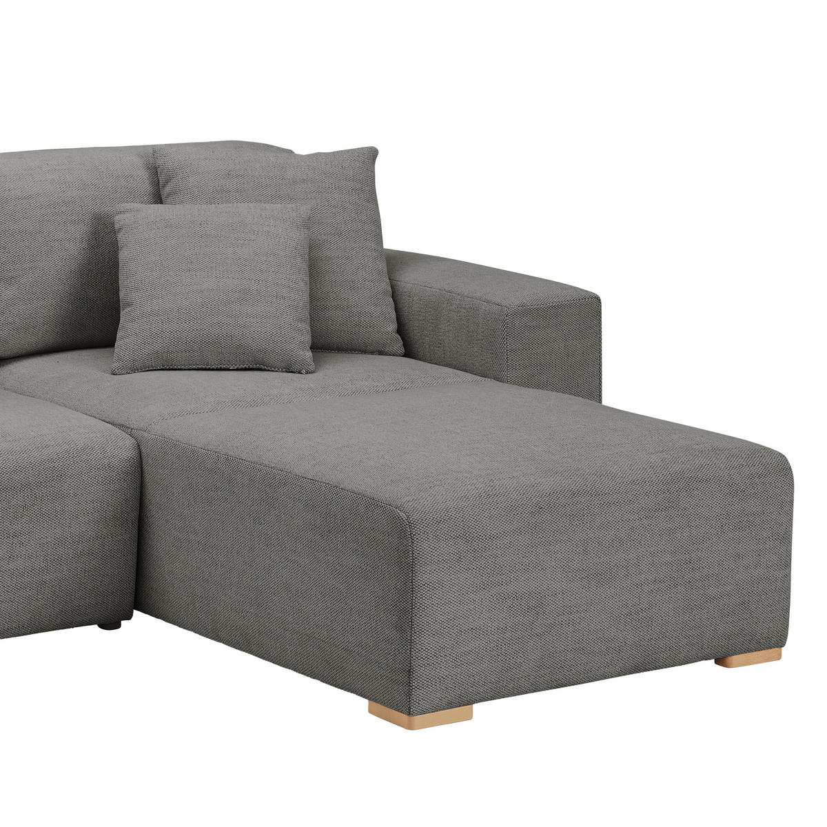 WOHNLANDSCHAFT in Flachgewebe Grau  - Buchefarben/Schwarz, Konventionell, Holz/Kunststoff (283/371/208cm) - Livetastic