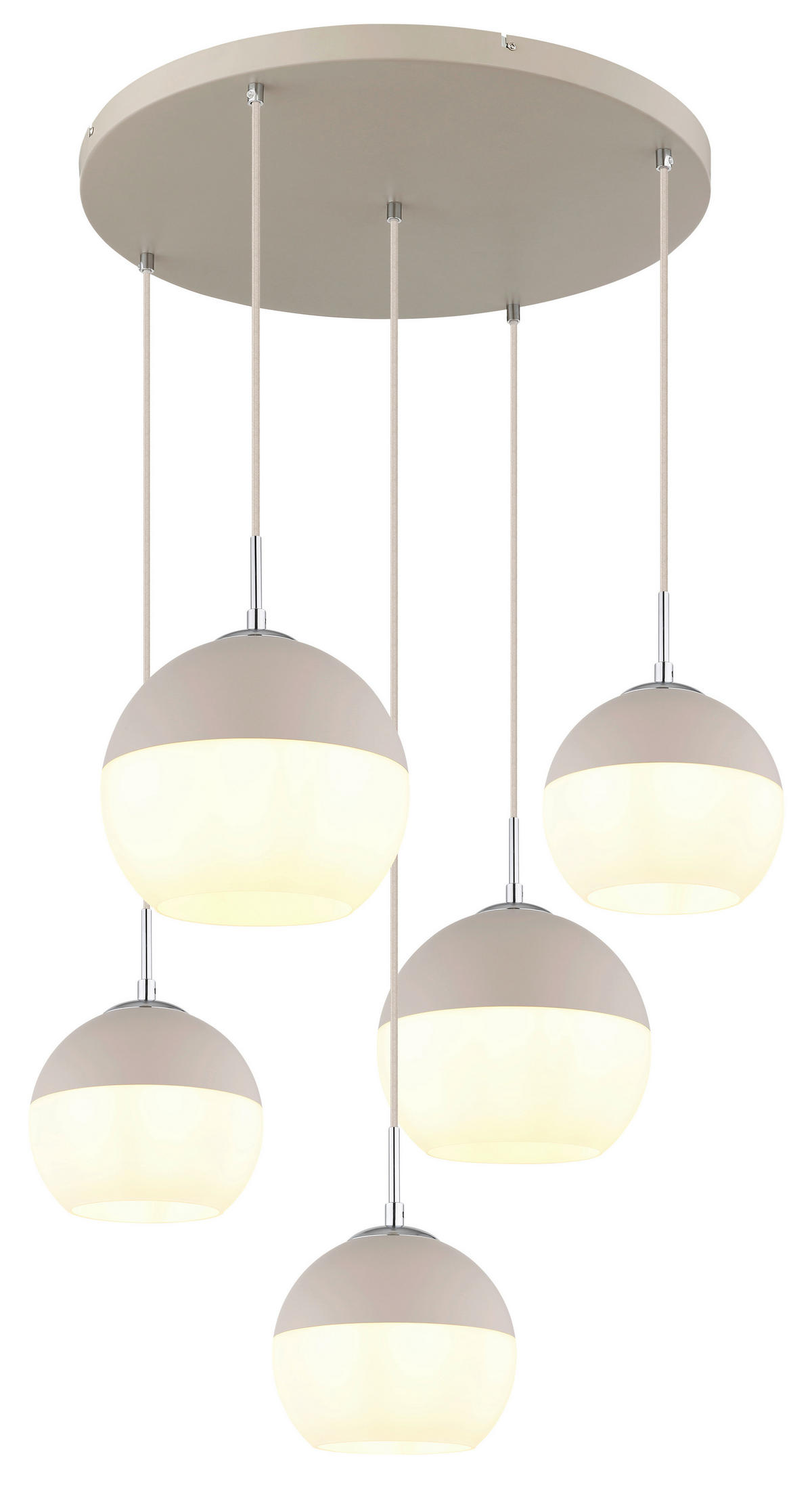 HÄNGELEUCHTE 57/120 cm  - Sandfarben/Beige, Design, Glas/Textil (57/120cm) - Globo