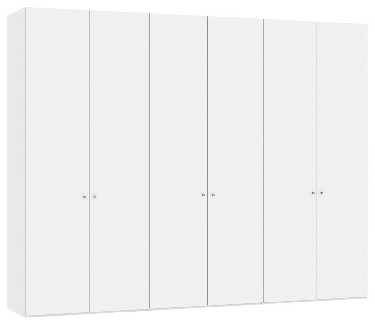 DREHTÜRENSCHRANK Weiss  - Weiss/Silberfarben, Design, Glas/Holzwerkstoff (303/236/59cm) - Jutzler