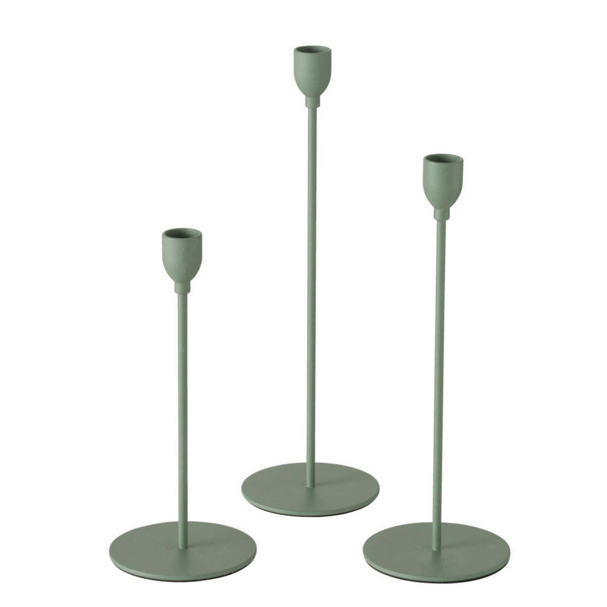 KERZENHALTER - Grün, Basics, Metall (33cm) - Ambia Home