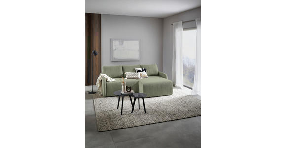 ECKSOFA Olivgrün Cord - Schwarz/Olivgrün, KONVENTIONELL, Kunststoff/Textil (217/146cm) - Carryhome