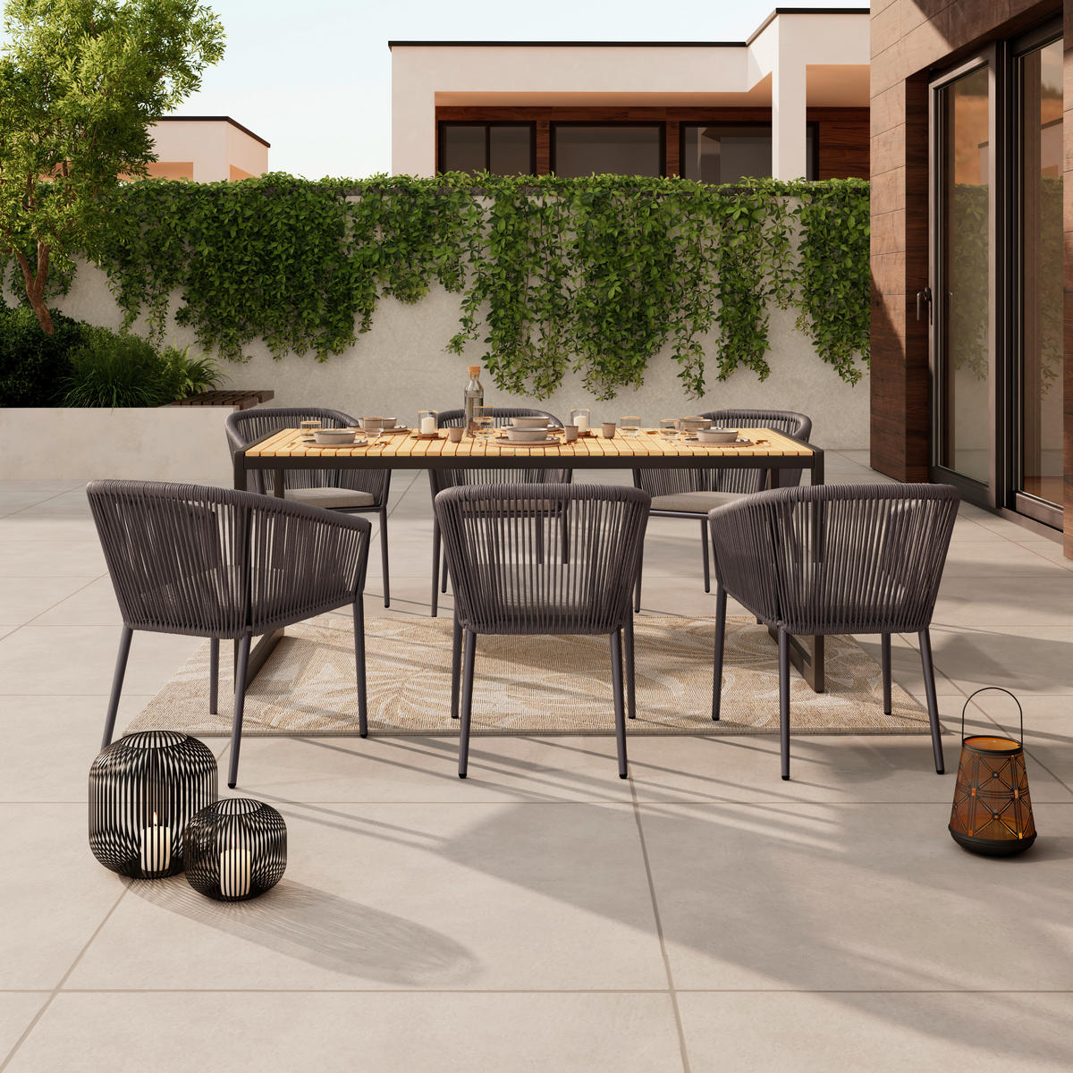 STOL VRTNI     prirodne boje, crna  drvo, metal  - prirodne boje/crna, Moderno, drvo/metal (180/90/75cm) - Ambia Garden