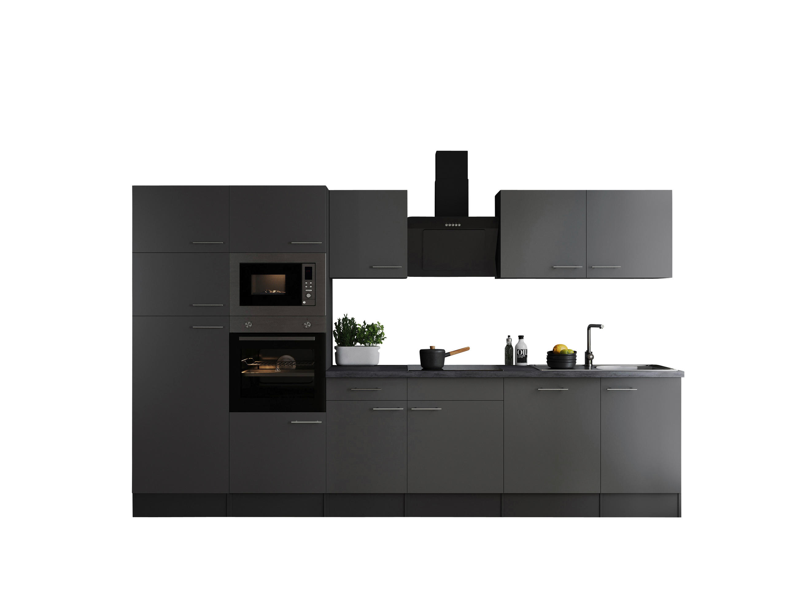 MODULKÖK 340 cm i grå - silver/grå, Design, metall/trämaterial (340cm) - Respekta