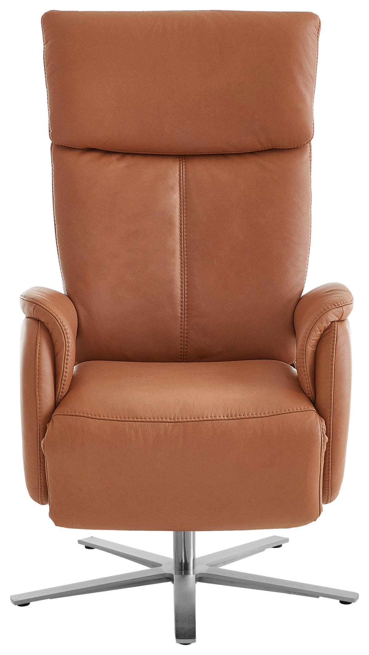 RELAXSESSEL in Leder Braun  - Edelstahlfarben/Braun, Design, Leder/Metall (70/124/85cm) - Cantus