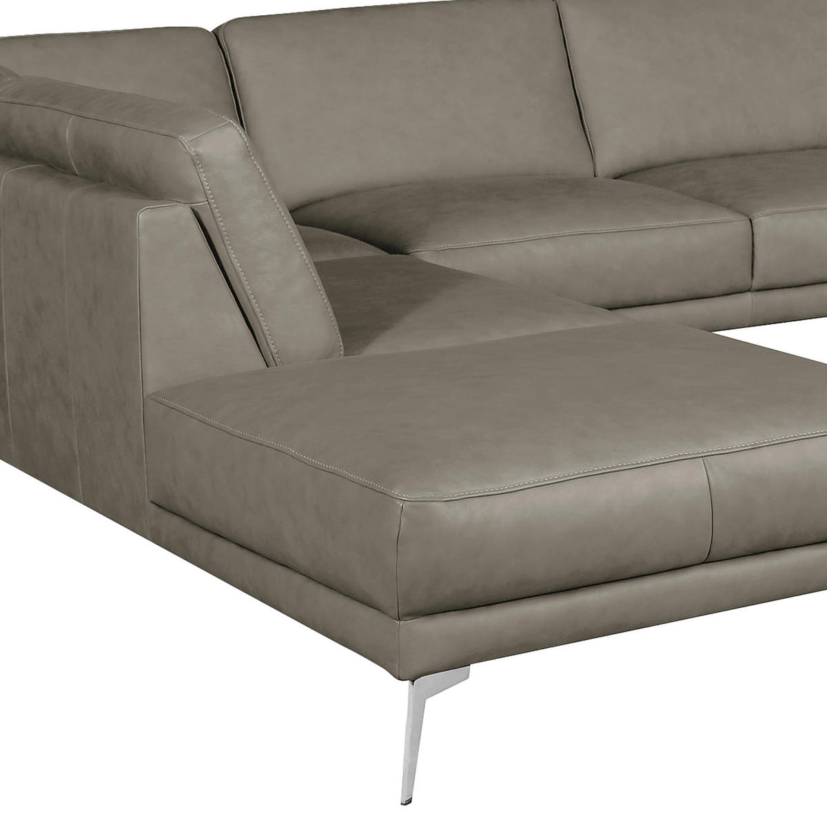 ECKSOFA in Echtleder Grau  250/273 cm  - Chromfarben/Grau, Design, Leder/Metall (250/273cm) - Livetastic