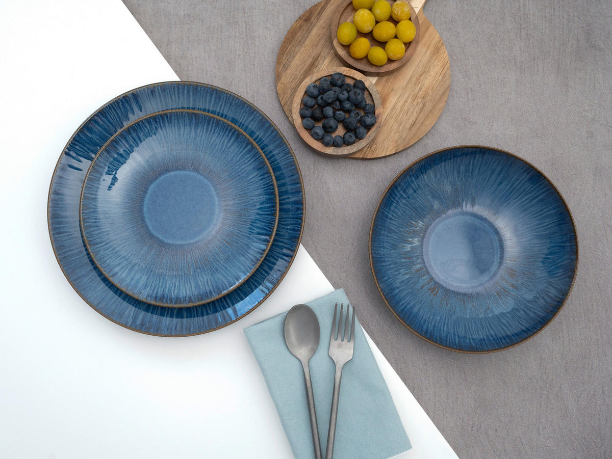 TAFELSERVICE Blau Sea Breeze Blue 18-teilig  - Blau, Basics, Keramik (43/40/37cm) - Creatable