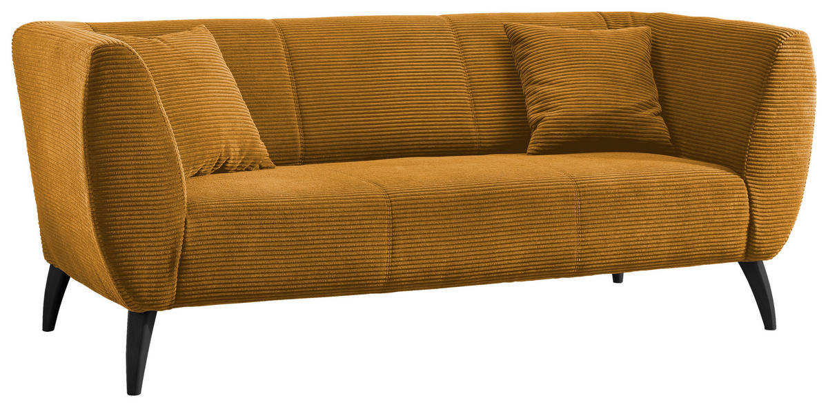 3-SITZER-SOFA in Cord Goldfarben  - Goldfarben/Schwarz, MODERN, Holz/Textil (208/83/88cm) - MID.YOU