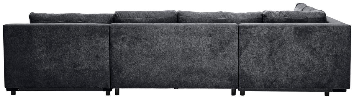 WOHNLANDSCHAFT Schwarz Velours  - Chromfarben/Schwarz, KONVENTIONELL, Kunststoff/Textil (198/363/170cm) - Hom`in