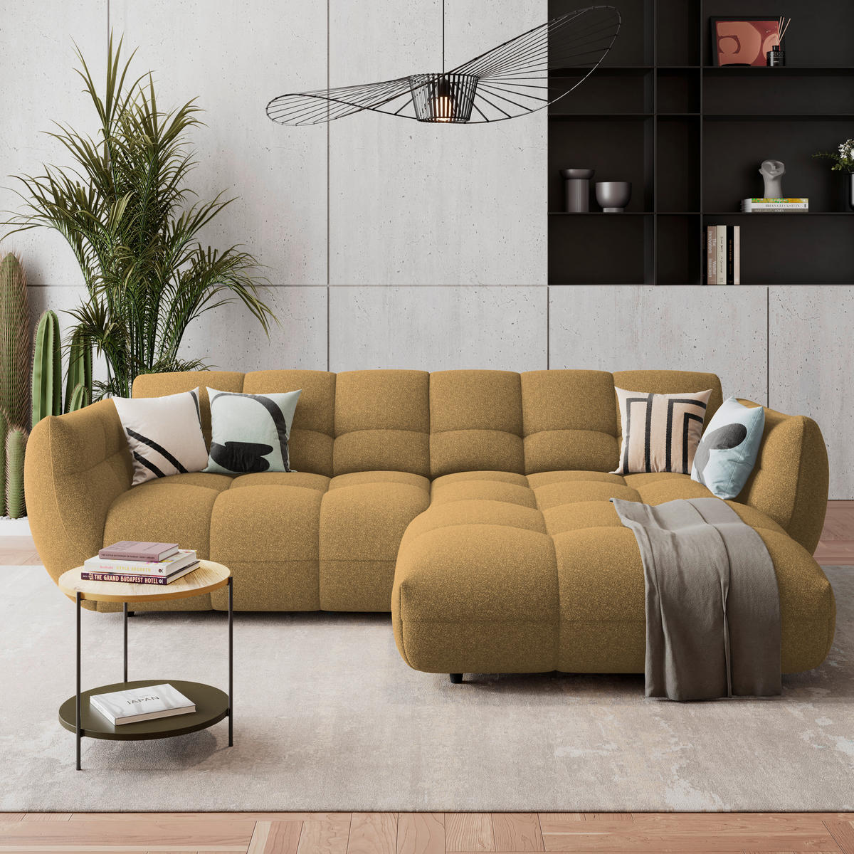 ECKSOFA Chenille Goldfarben  - Goldfarben/Schwarz, Trend, Kunststoff/Textil (280/178cm) - MID.YOU