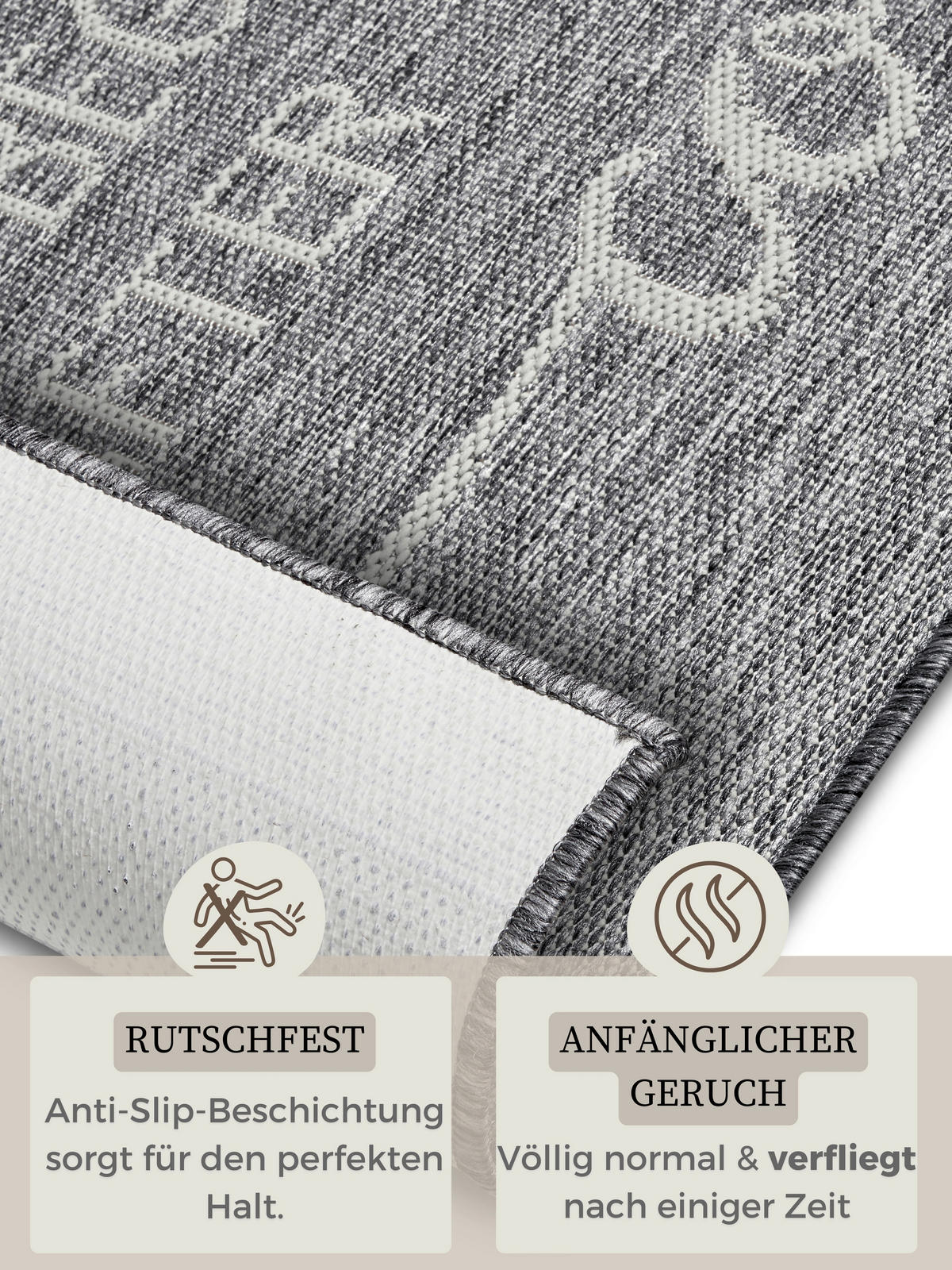 Ästhetisch: Küchenläufer (rech 62/150 cm Cucina Grau, Creme  - Creme/Grau, Design, Kunststoff (62/150cm) - Hanse Home