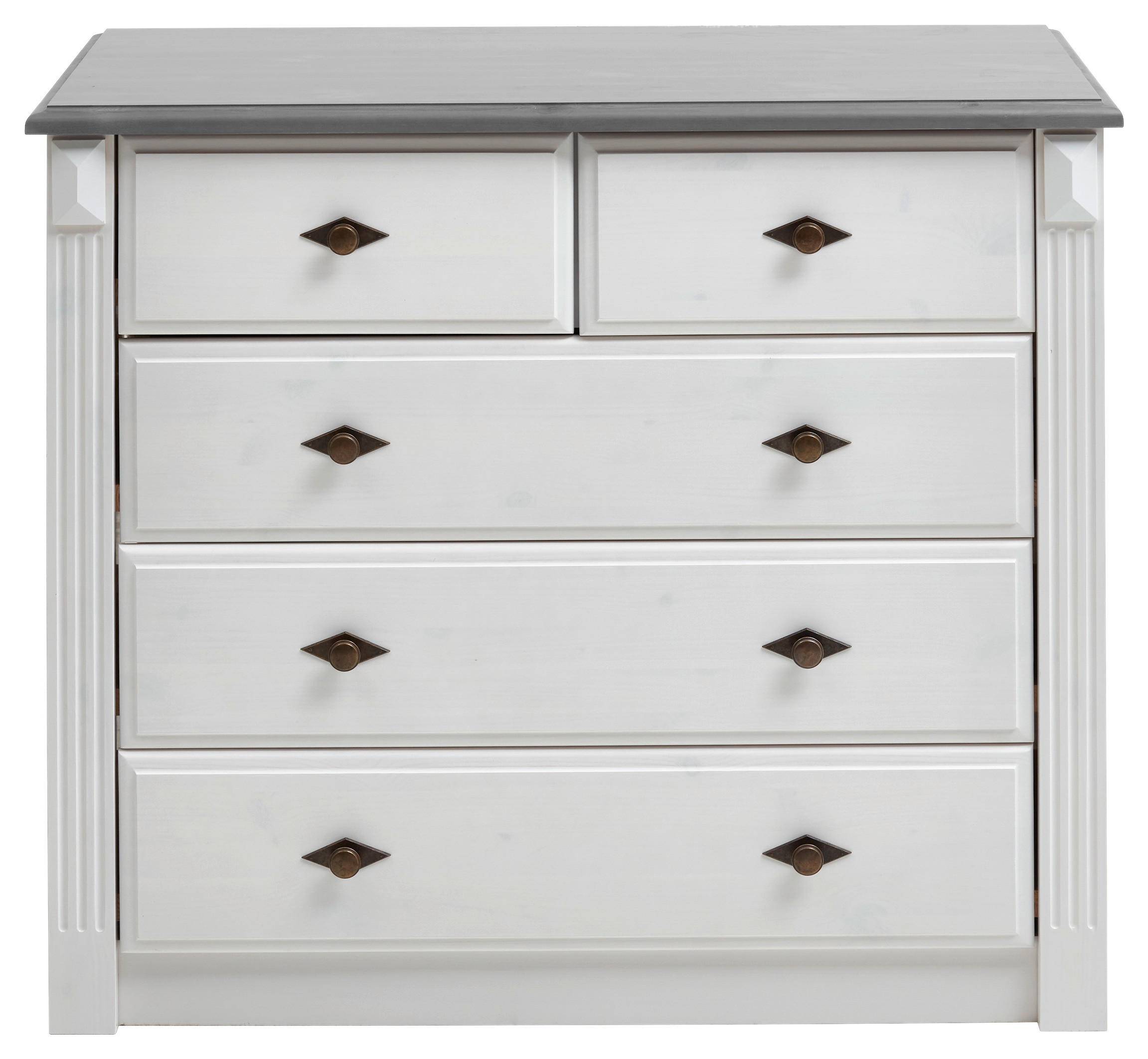 KOMMODE  in 101/87/48 cm  - Weiß/Grau, ROMANTIK / LANDHAUS, Holz/Metall (101/87/48cm) - Boxxx