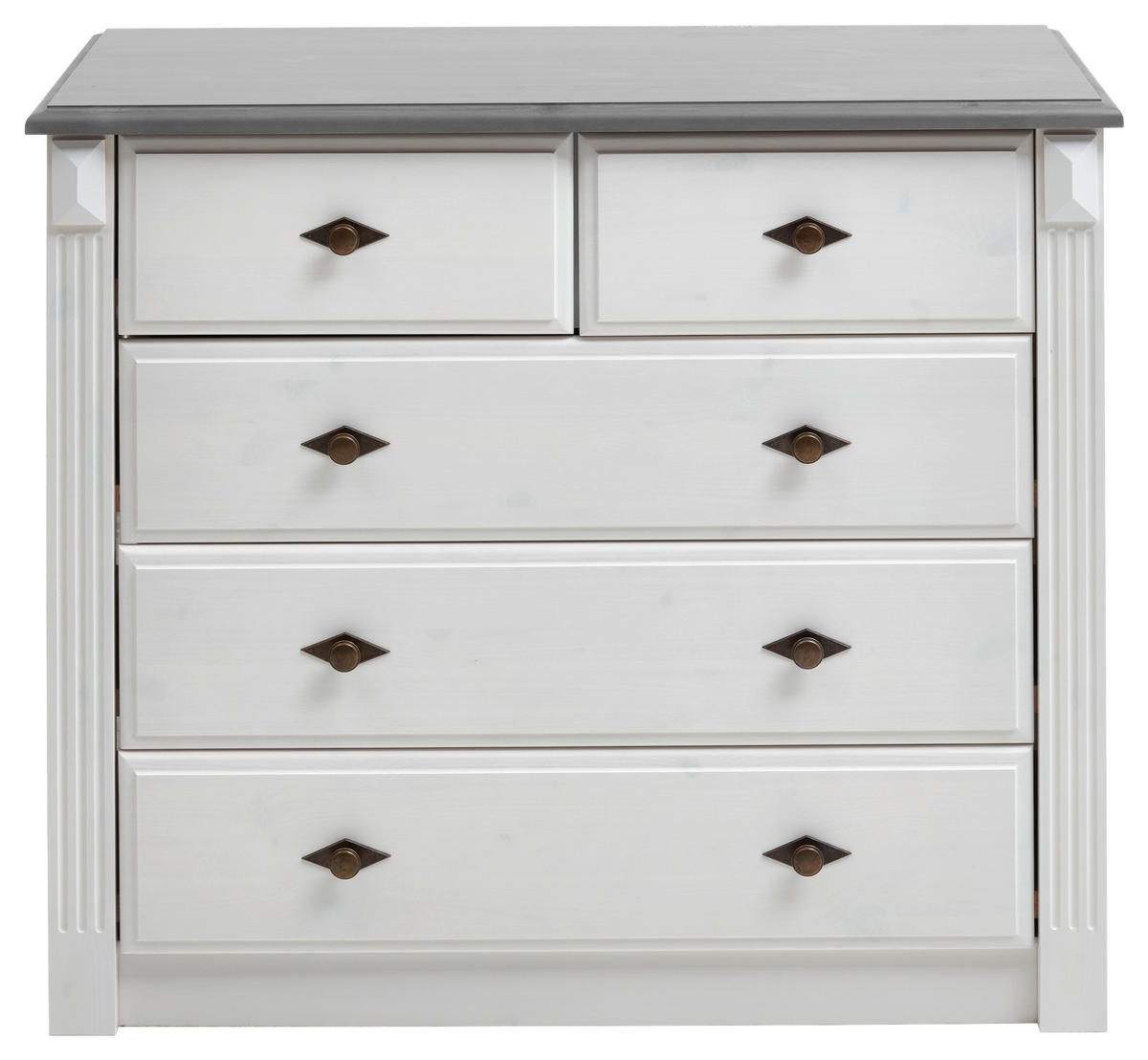 KOMMODE  in 101/87/48 cm  - Weiß/Grau, ROMANTIK / LANDHAUS, Holz/Metall (101/87/48cm) - Boxxx