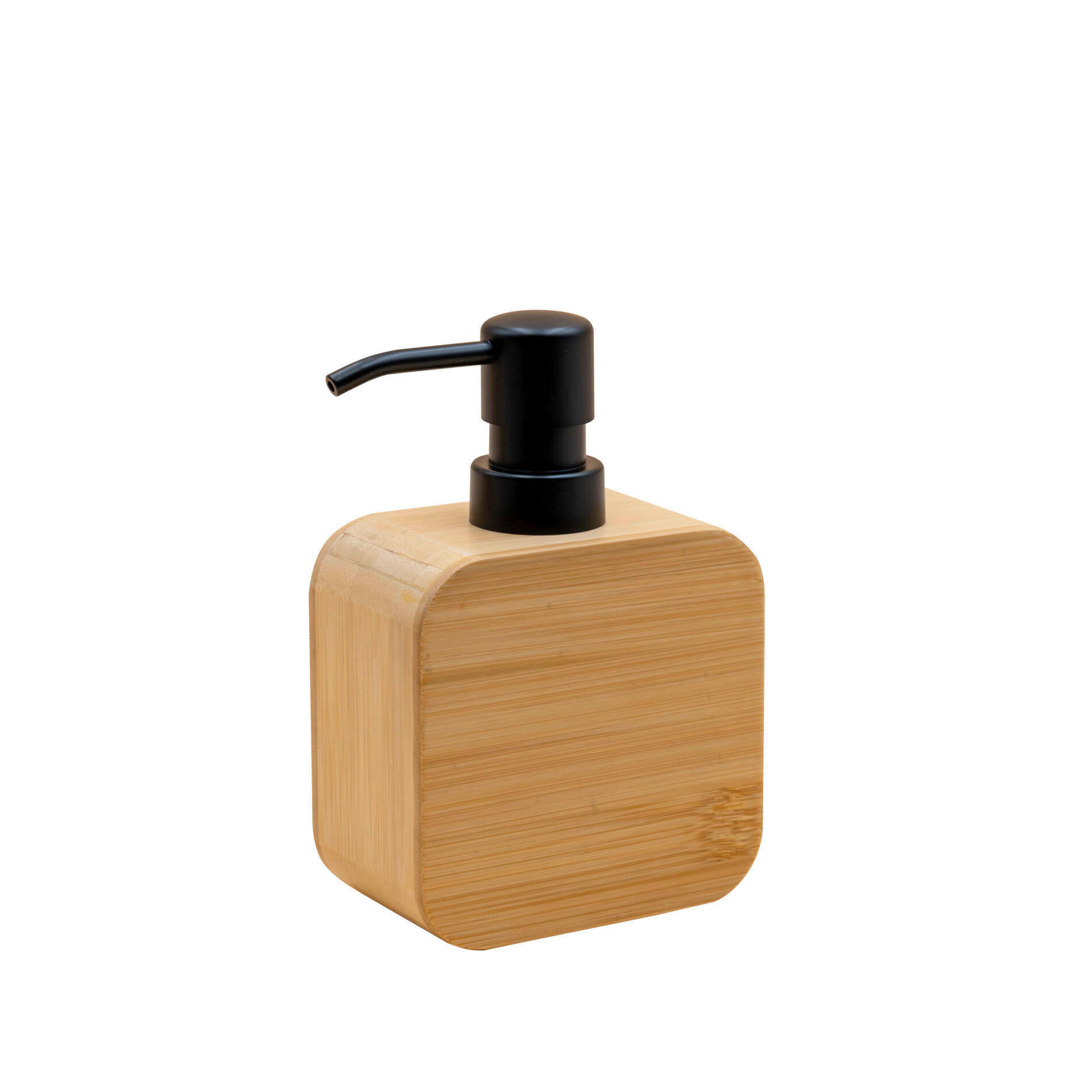 DOZATOR DE SĂPUN lemn, plastic  - culoare natur/negru, Basics, plastic/lemn (10/16/5,6cm) - Sadena