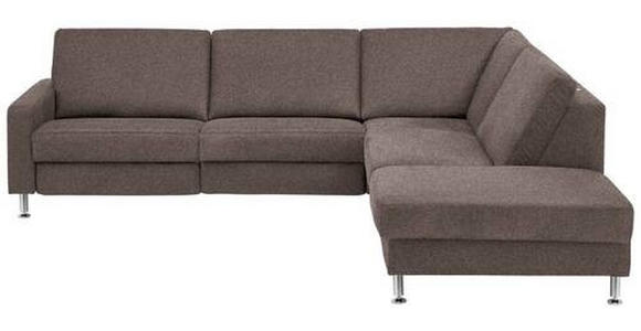 ECKSOFA in Mikrofaser Braun  - Alufarben/Braun, Design, Textil/Metall (275/242cm) - Dieter Knoll