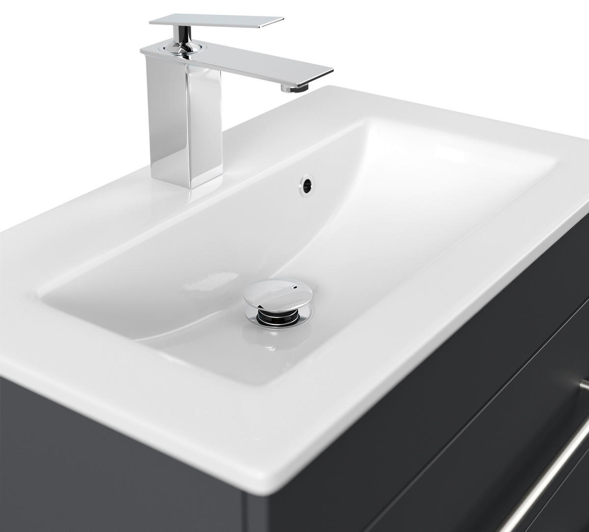 BADEZIMMER  in 60,6 cm  - Silberfarben/Graphitfarben, MODERN, Keramik/Holzwerkstoff (60,6cm) - MID.YOU