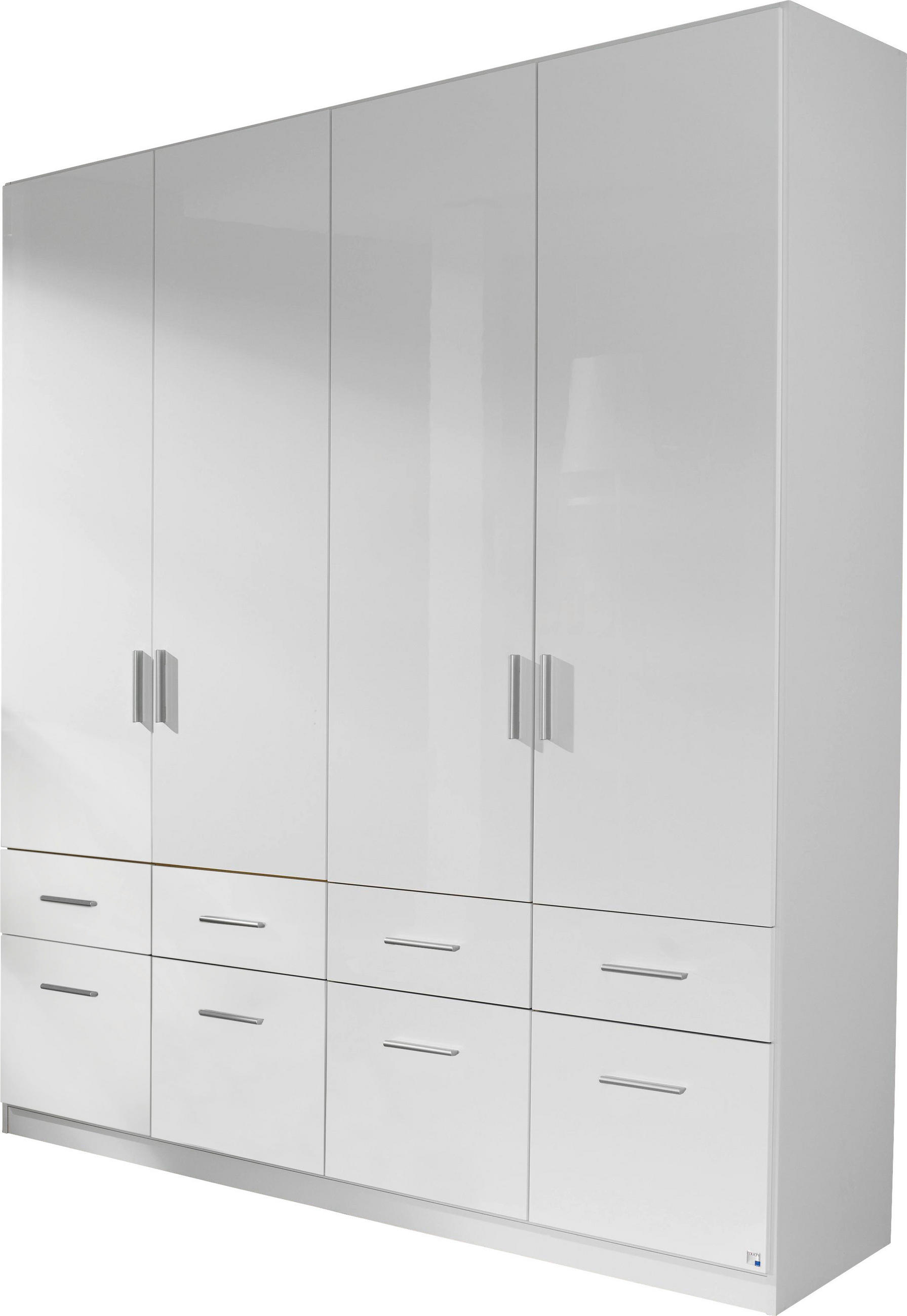 DREHTÜRENSCHRANK 181/210/54 cm,  in Weiß, Weiß Hochglanz, 4 Tür(en)  - Weiß Hochglanz/Alufarben, Design, Holzwerkstoff/Kunststoff (181/210/54cm) - Carryhome