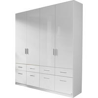 DREHTÜRENSCHRANK 181/210/54 cm,  in Weiß, Weiß Hochglanz, 4 Tür(en)  - Weiß Hochglanz/Alufarben, Design, Holzwerkstoff/Kunststoff (181/210/54cm) - Carryhome