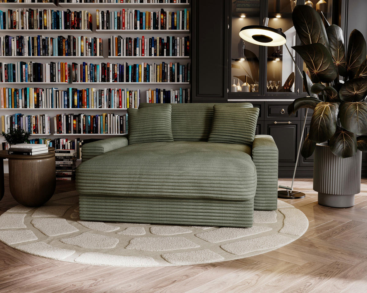 XXL-SESSEL - Schwarz/Olivgrün, MODERN, Kunststoff/Textil (160/87/190cm) - Carryhome