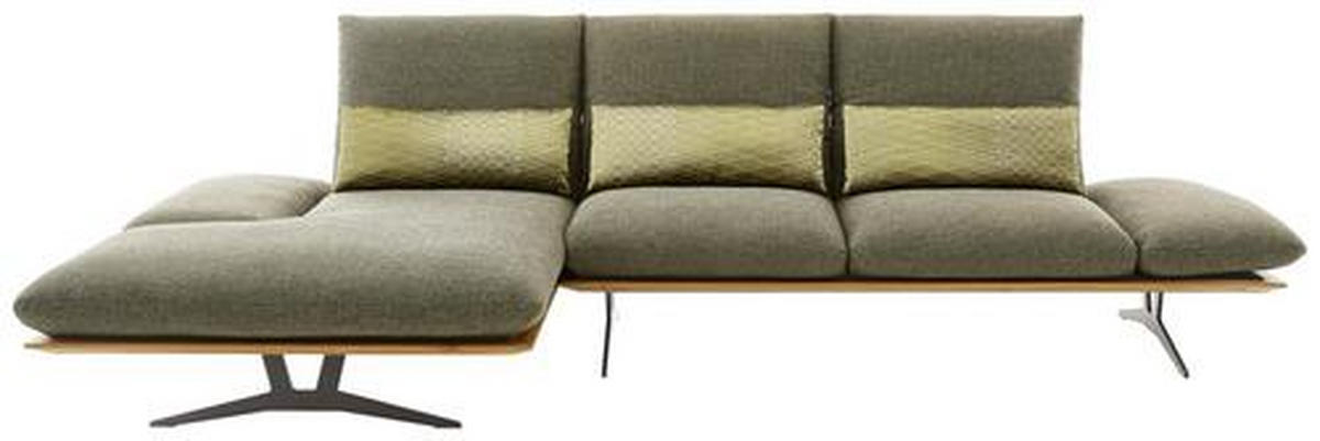 ECKSOFA in Flachgewebe Grün  - Schwarz/Grün, Design, Holz/Textil (159/314cm) - Dieter Knoll