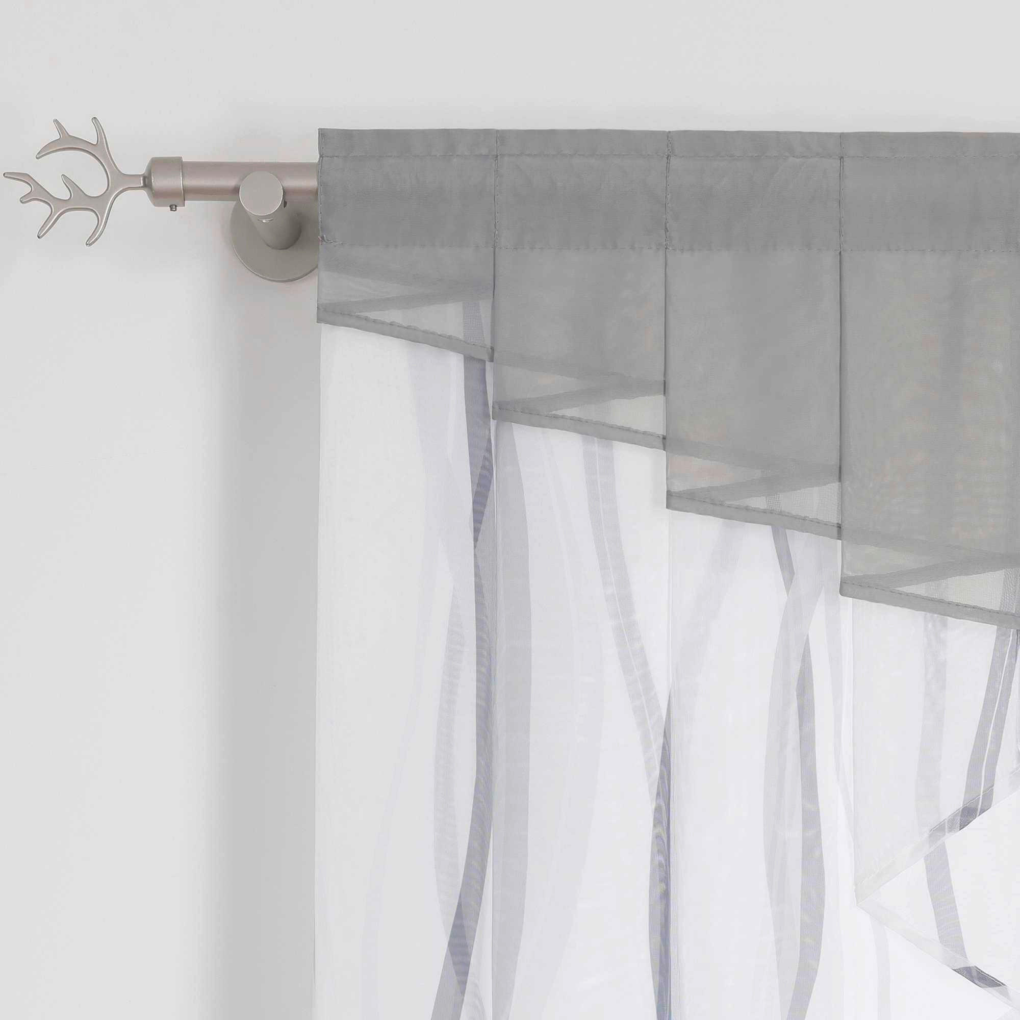 SCHEIBENGARDINE   120/125 cm   - Weiß/Grau, Basics, Textil (120/125cm)