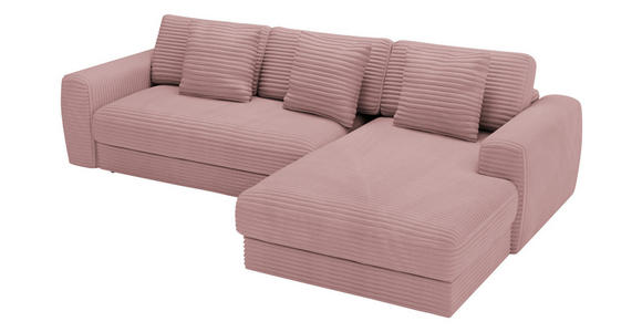 ECKSOFA Altrosa Cord - Schwarz/Altrosa, MODERN, Kunststoff/Textil (302/182cm) - Carryhome