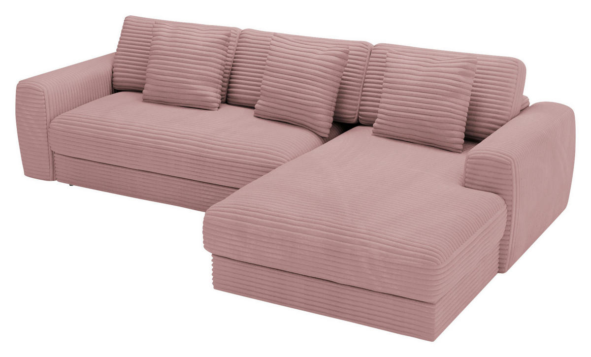 ECKSOFA in Cord Altrosa  302/182 cm  - Schwarz/Altrosa, MODERN, Kunststoff/Textil (302/182cm) - Carryhome