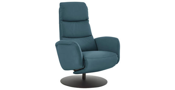 RELAXSESSEL in Leder Blau  - Blau/Schwarz, Design, Leder/Metall (76/108/86cm) - Dieter Knoll