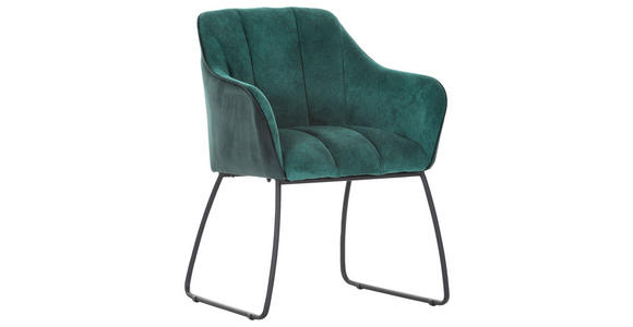 ARMLEHNSTUHL  Stoffauswahl, Typenauswahl Samt, Flachgewebe  - Schwarz/Grün, Design, Textil/Metall (59/85/59cm) - Novel