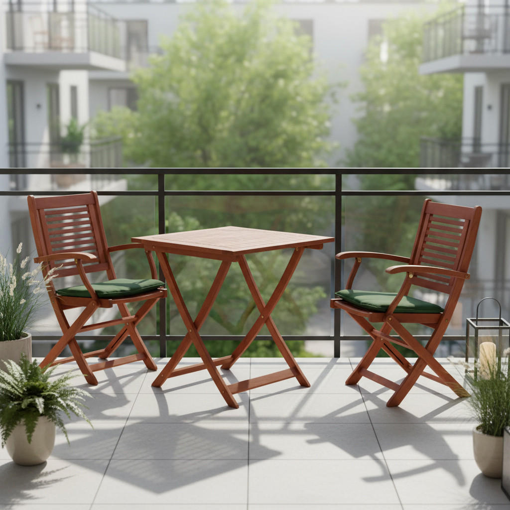 GARTENTISCHGRUPPE  - Eukalyptusholzfarben/Grün, KONVENTIONELL, Holz/Textil - Gardenson