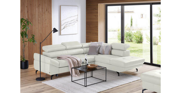 ECKSOFA in Echtleder Weiß - Schwarz/Weiß, Design, Leder/Metall (270/220cm) - Novel