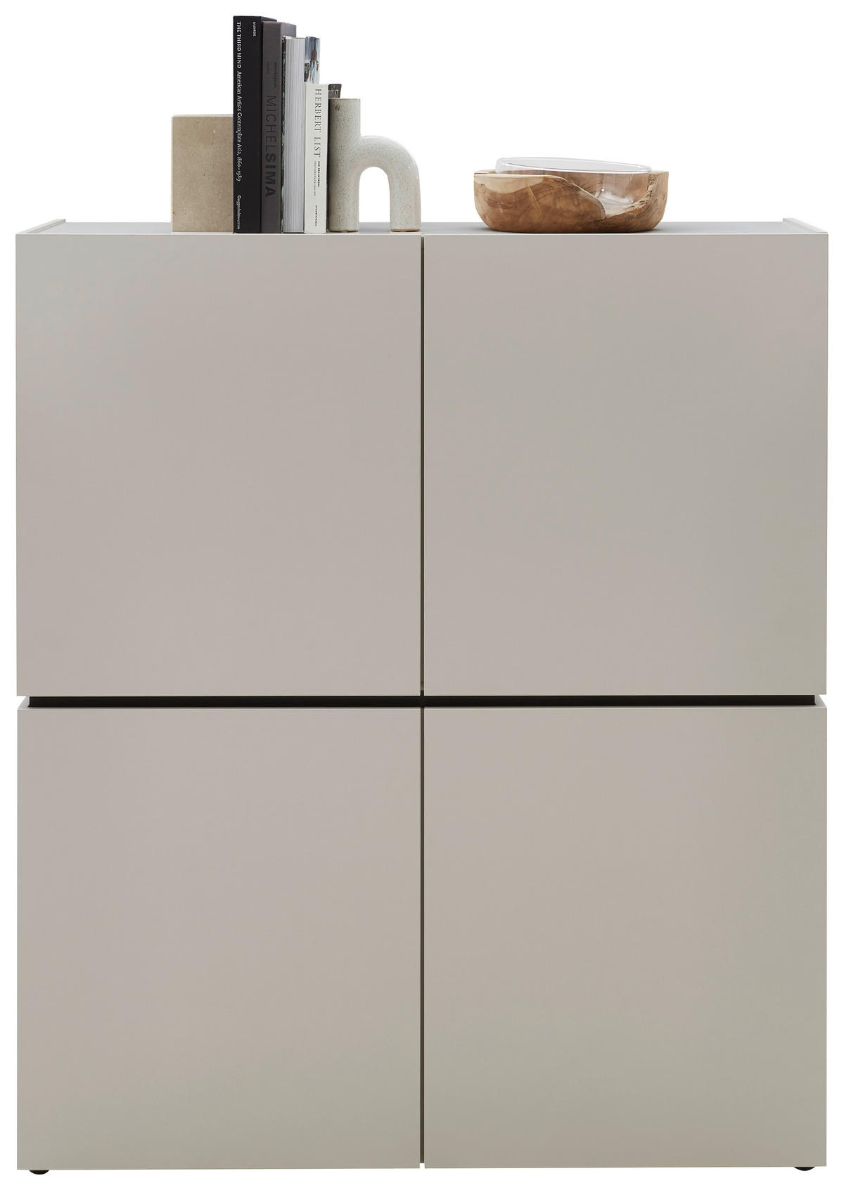 FÉLMAGAS SZEKRÉNY 115/135/40 cm  - kasmírszínű/fekete, Design, műanyag/faalapú anyag (115/135/40cm) - Voleo