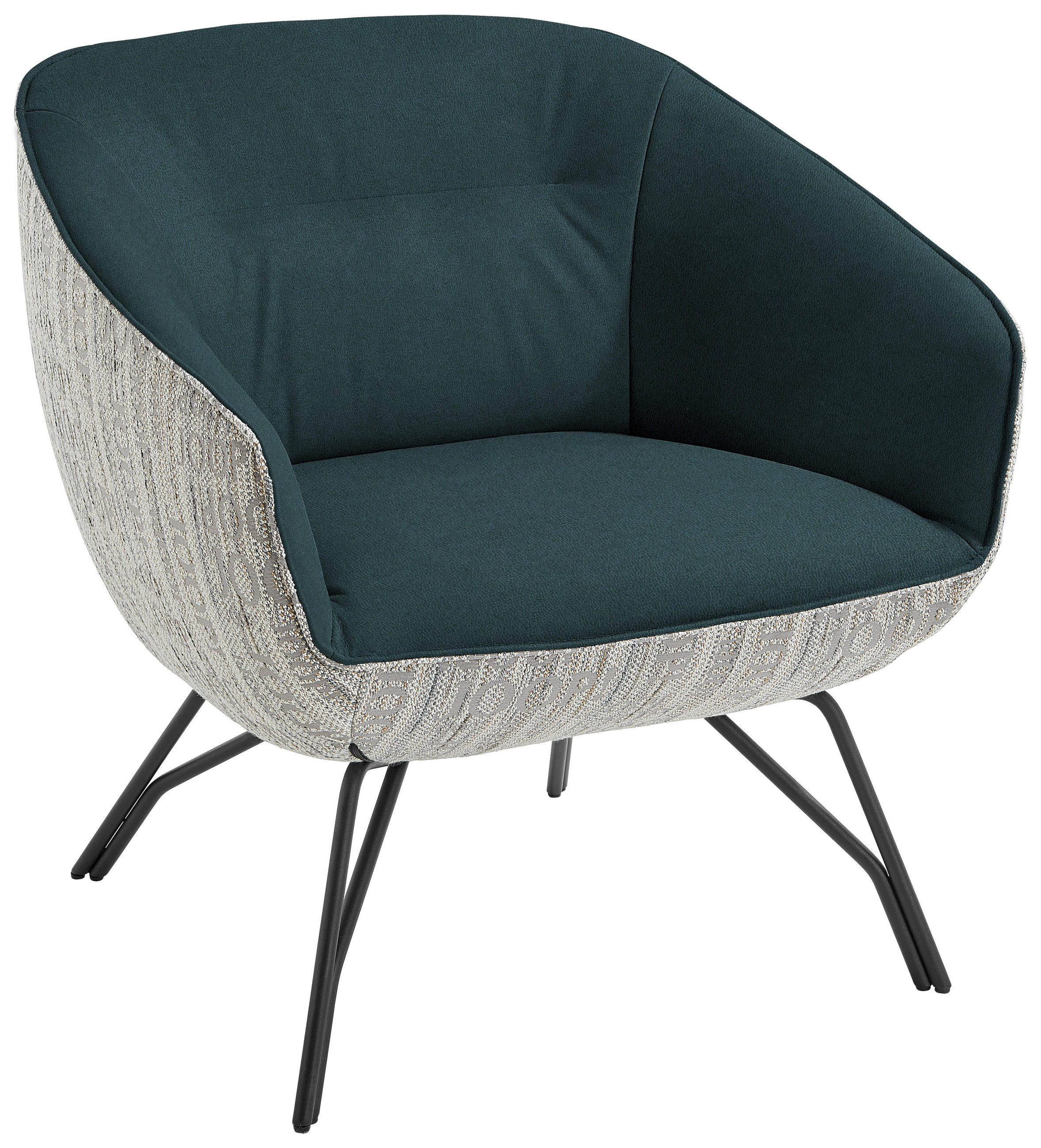 COCKTAILSESSEL - Anthrazit/Petrol, Design, Leder/Textil (76/80/73cm) - Joop!