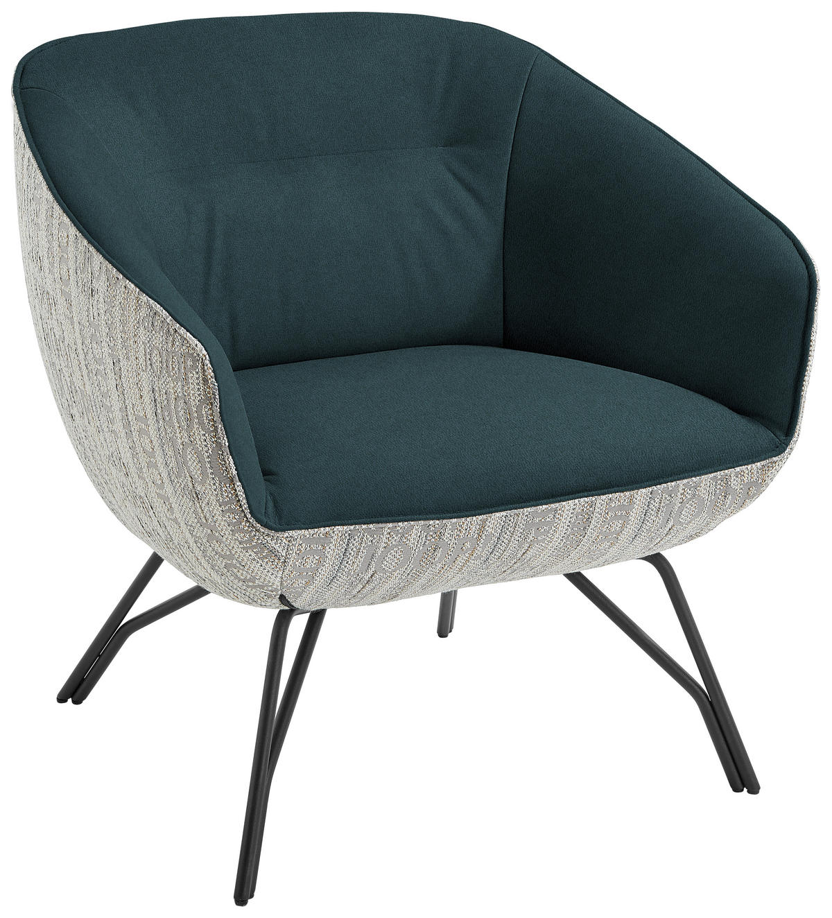 COCKTAILSESSEL - Anthrazit/Petrol, Design, Leder/Textil (76/80/73cm) - Joop!