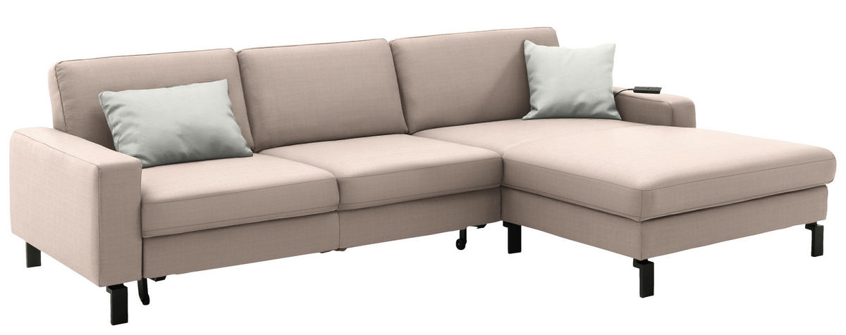 ECKSOFA Cord Taupe  - Taupe/Schwarz, Design, Textil/Metall (298/185cm) - Pure Home Lifestyle