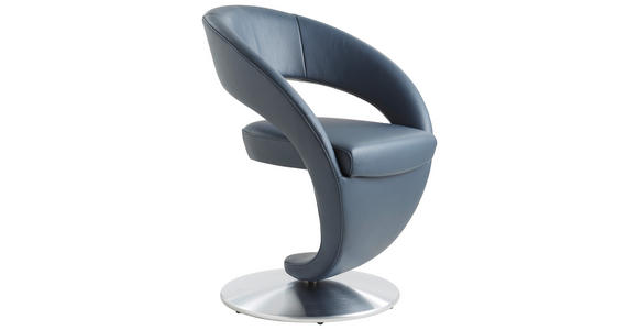 STUHL  Lederauswahl, Stoffauswahl  Echtleder  - Edelstahlfarben/Dunkelblau, Design, Leder/Metall (62/86/61cm) - Moderano