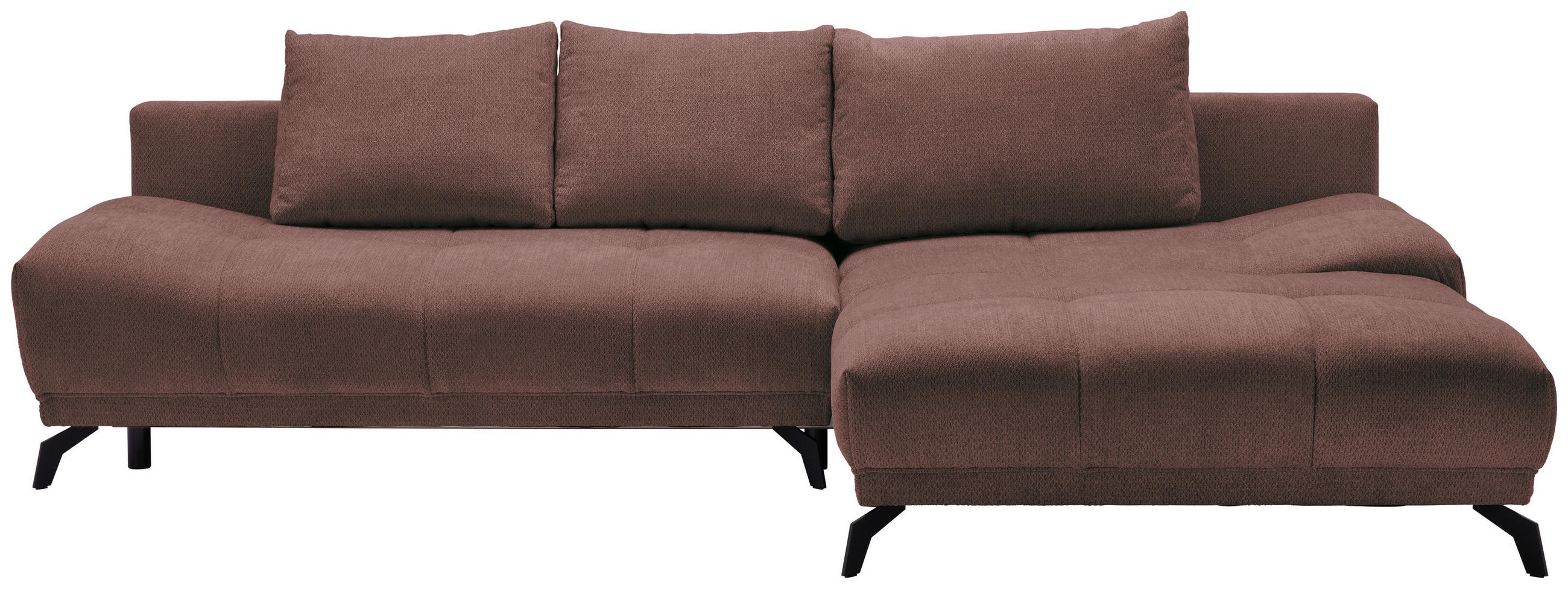 ECKSOFA in Chenille Braun  - Schwarz/Braun, Modern, Textil/Metall (290/182cm) - Hom`in