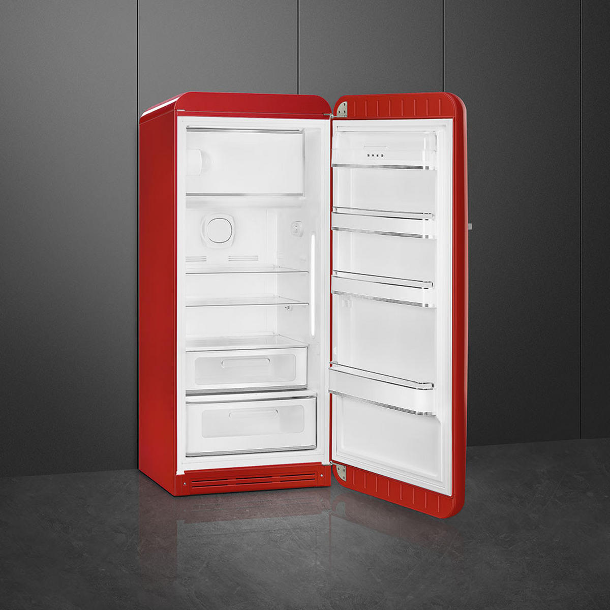 KÜHLSCHRANK 60,1/154/72,8 cm FAB28RRD5  - Rot, Basics, Glas/Metall (60,1/154/72,8cm) - SMEG