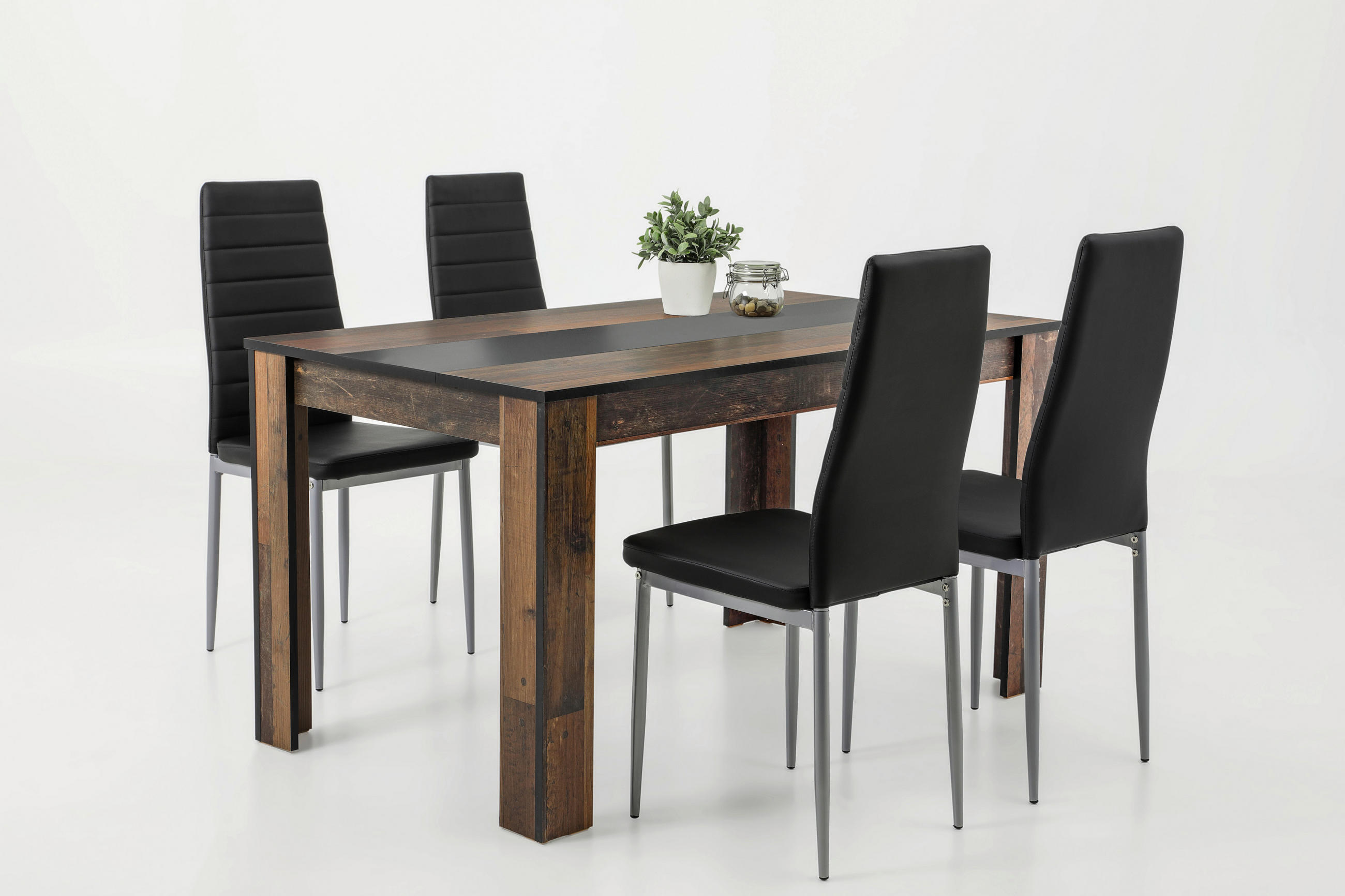 TISCHGRUPPE Braun, Schwarz  - Schwarz/Braun, MODERN, Kunststoff/Metall (140cm) - MID.YOU
