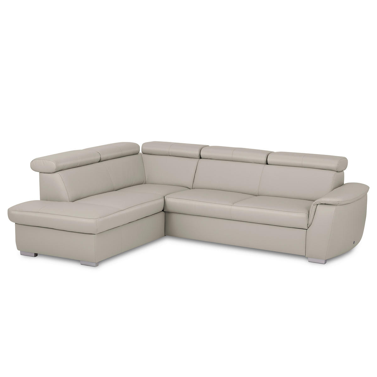 WOHNLANDSCHAFT  in Kombination Echtleder/Lederlook Platinfarben  - Platinfarben/Grau, Leder/Metall (211/262cm) - Celina Home