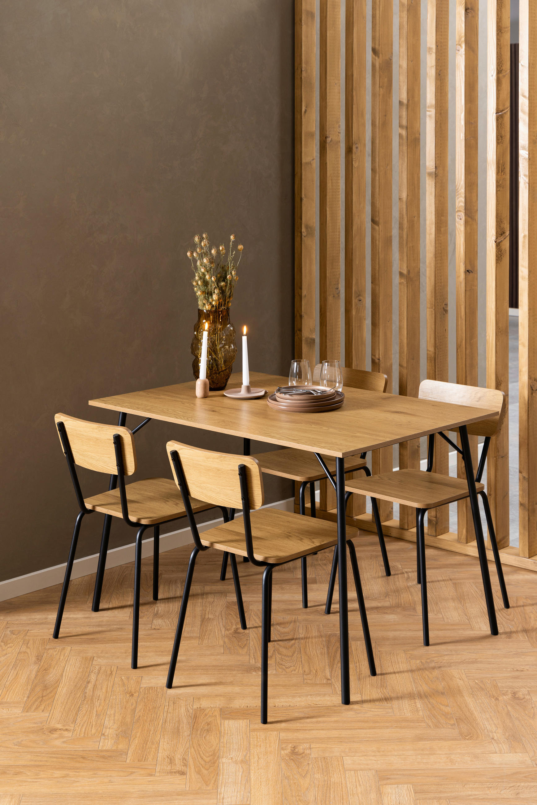 STUHL Eichefarben  - Eichefarben/Schwarz, Trend, Kunststoff/Metall (52,5/75/45,6cm) - MID.YOU