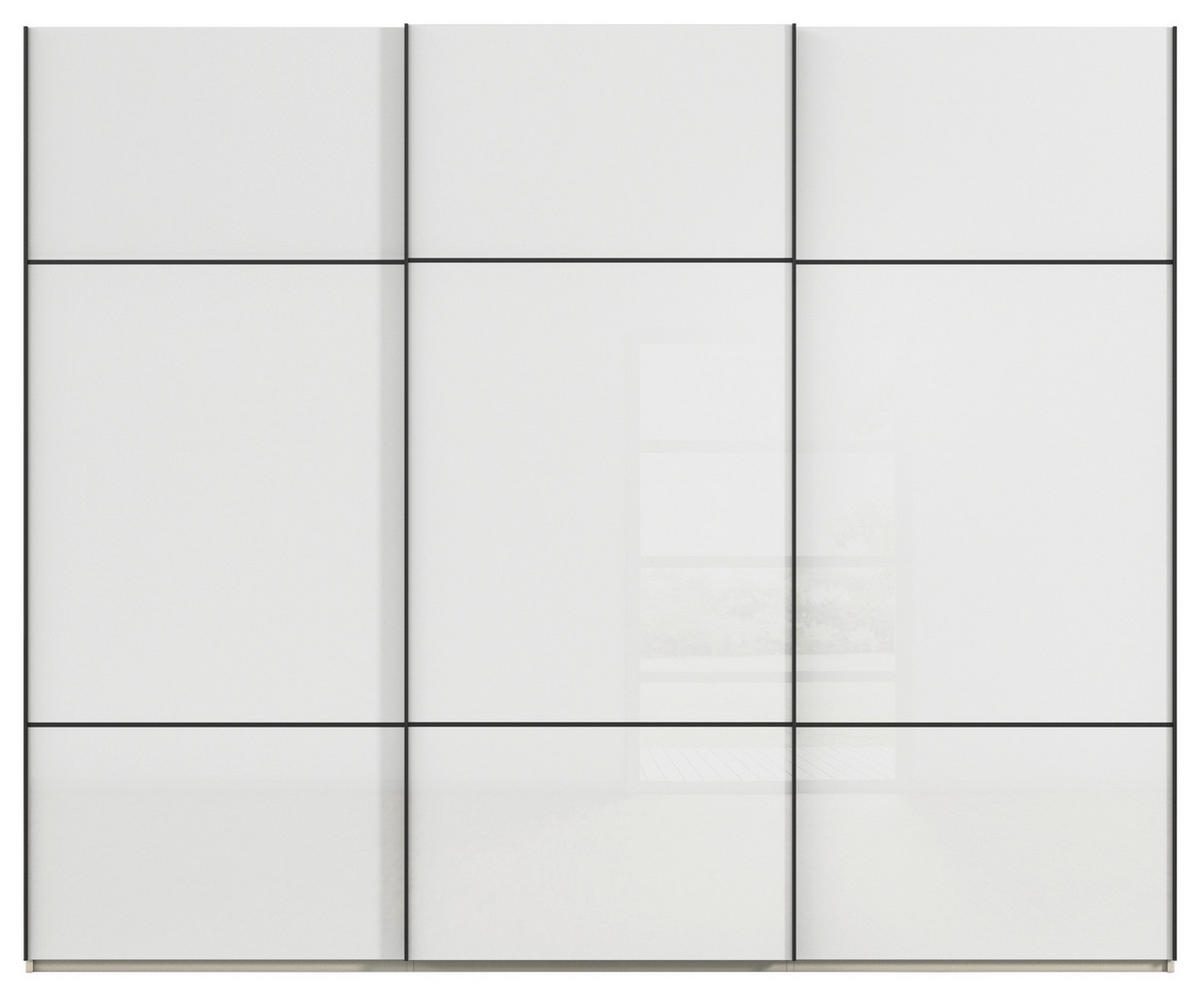 SCHWEBETÜRENSCHRANK 242/223/68 cm 3-türig Weiß, Champagner  - Champagner/Schwarz, KONVENTIONELL, Glas/Holzwerkstoff (242/223/68cm) - Novel
