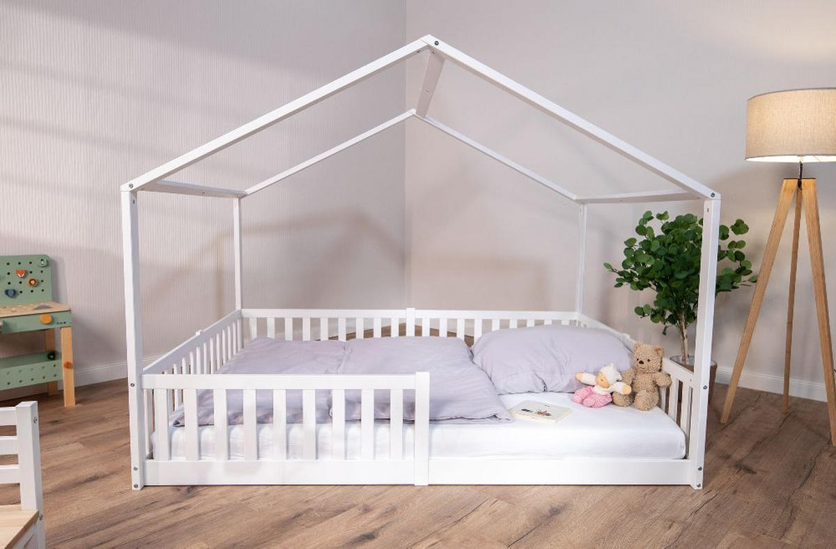 HAUSBETT  - Weiß, Basics, Holz (140/200/161cm) - tiSsi