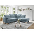 ECKSOFA Blau Mikrofaser  - Wildeiche/Blau, KONVENTIONELL, Holz/Textil (254/224cm) - Carryhome