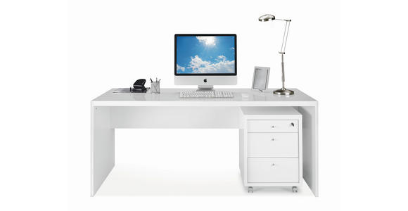 SCHREIBTISCH 180/69/75 cm Weiß Hochglanz  - Weiß Hochglanz, Design, Holzwerkstoff (180/69/75cm) - Carryhome